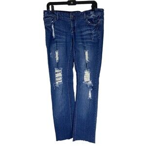 Blues Society Women Jeans Size 7/8 Distressed Low Rise Straight Leg